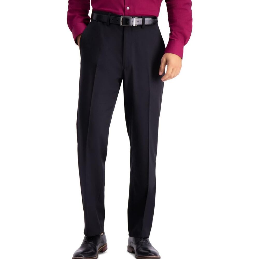 Haggar Men's Travel Performance Tailored Fit Suit Pants Black Size 42x32 Dress